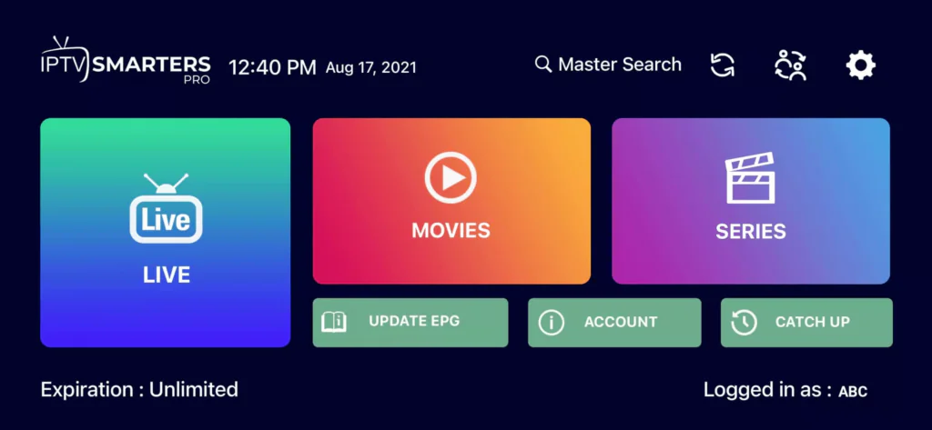 Dashboard IPTV Smarters